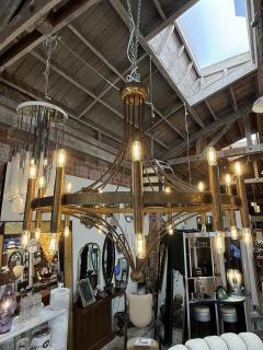 Italian Twelve Light Bronze Chandelier Mid Century Modern circa 1970s - 4621135