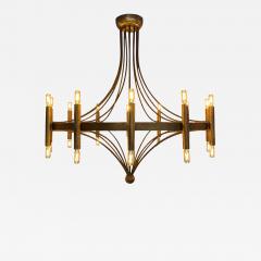 Italian Twelve Light Bronze Chandelier Mid Century Modern circa 1970s - 4621880