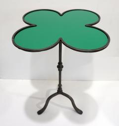 Italian Twisted Cast Iron Customizable Green Glass Clover Side Coffee Table - 2556286