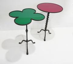 Italian Twisted Cast Iron Customizable Green Glass Clover Side Coffee Table - 2556289