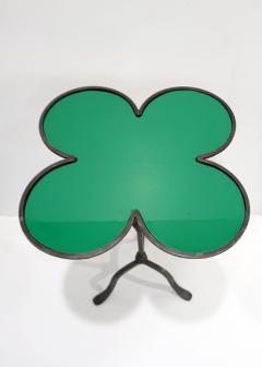 Italian Twisted Cast Iron Customizable Green Glass Clover Side Coffee Table - 2556294