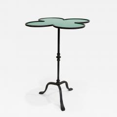 Italian Twisted Cast Iron Customizable Green Glass Clover Side Coffee Table - 2557680