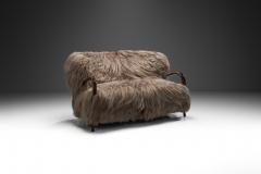 Italian Two Seater Sofa with Longhair Sheepskin Italy ca 1940s - 4100093
