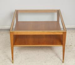 Italian Two Tiered Cocktail Table with Bronze Trim on Tapered Legs - 1067744