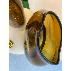 Italian Unique Artistic Murano Glass Vases Amber Fume - 4350346