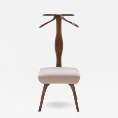 Italian Valet Chair in Walnut Mohair and Italian Leather Piping - 454829