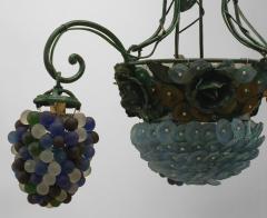 Italian Venetian 3 arm chandelier with 3 Murano glass grape design shades - 4651925