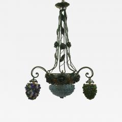 Italian Venetian 3 arm chandelier with 3 Murano glass grape design shades - 4700384