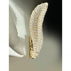 Italian Venetian Gold Graniglia Leave Murano Glass Walls Sconce a Pair - 4567116