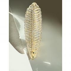 Italian Venetian Gold Graniglia Leave Murano Glass Walls Sconce a Pair - 4567118