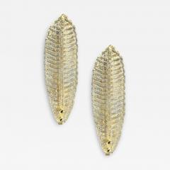 Italian Venetian Gold Graniglia Leave Murano Glass Walls Sconce a Pair - 4569885