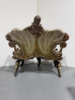 Italian Venetian Grotto 19th Cent silver gilt and polychromed trimmed loveseat - 4626222