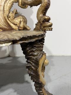 Italian Venetian Grotto 19th Cent silver gilt and polychromed trimmed loveseat - 4626224