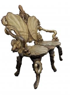 Italian Venetian Grotto 19th Cent silver gilt and polychromed trimmed loveseat - 4626229