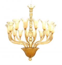 Italian Venetian Murano Amber Glass Chandelier - 4642331
