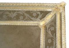 Italian Venetian Murano Etched Floral Design Wall Mirror - 4630809