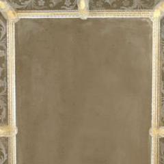 Italian Venetian Murano Etched Floral Design Wall Mirror - 4630810