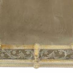 Italian Venetian Murano Etched Floral Design Wall Mirror - 4630811