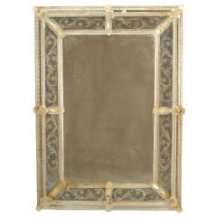 Italian Venetian Murano Etched Floral Design Wall Mirror - 4646533