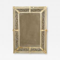 Italian Venetian Murano Etched Floral Design Wall Mirror - 4646534