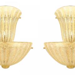 Italian Venetian Murano Rugiada Glass Wall Sconces - 4633663