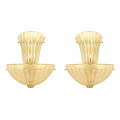 Italian Venetian Murano Rugiada Glass Wall Sconces - 4683098