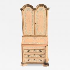 Italian Venetian Pink Chinoiserie Secretary Desk Cabinet - 4491121