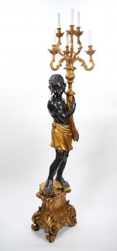 Italian Venetian Style Blackamoor Torchiere Floor Lamps Circa 1940s - 4823290