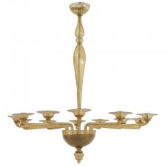 Italian Venetian Style Murano Amber Glass Chandelier - 4644931