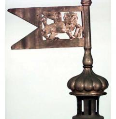 Italian Venetian style 19th Cent brass 6 sided hanging lantern - 4629184