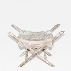 Italian Venetian style Mid 20th Century bleached bench with carved faux bamboo - 4710714