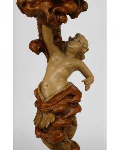 Italian Venetian style cream painted and walnut mermaid pedestal - 4650562