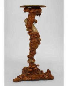 Italian Venetian style cream painted and walnut mermaid pedestal - 4650564