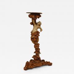 Italian Venetian style cream painted and walnut mermaid pedestal - 4650997