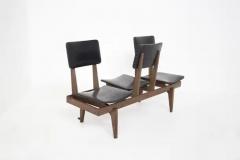 Italian Vintage Bench with Black Leather Seats - 3646794