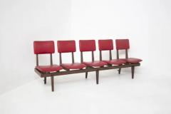 Italian Vintage Bench with Red Leather Seats 5 Seats - 3646950