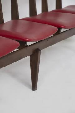 Italian Vintage Bench with Red Leather Seats 5 Seats - 3646969