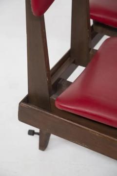 Italian Vintage Bench with Red Leather Seats 5 Seats - 3647006