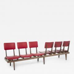 Italian Vintage Bench with Red Leather Seats - 3648497