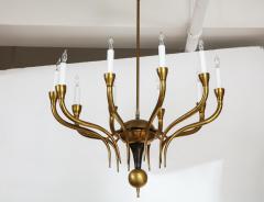 Italian Vintage Brass Chandelier Ten Lights Mid Century Modern 1950 - 4782376