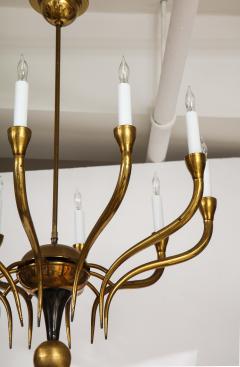 Italian Vintage Brass Chandelier Ten Lights Mid Century Modern 1950 - 4782377