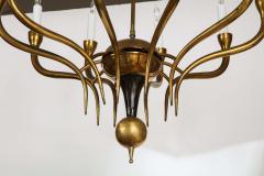 Italian Vintage Brass Chandelier Ten Lights Mid Century Modern 1950 - 4782379