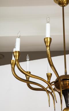 Italian Vintage Brass Chandelier Ten Lights Mid Century Modern 1950 - 4782380