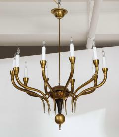 Italian Vintage Brass Chandelier Ten Lights Mid Century Modern 1950 - 4782404