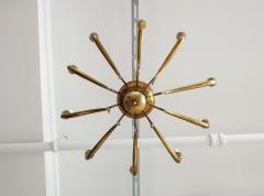 Italian Vintage Brass Chandelier Ten Lights Mid Century Modern 1950 - 4782407