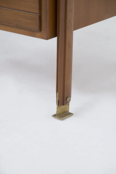Italian Vintage Desk in Walnut wood brass and glass - 2633753