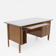 Italian Vintage Desk in Walnut wood brass and glass - 2638671
