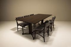 Italian Vintage Dining Table in Mahogany Rosewood and Brushed Brass Italy - 4300156