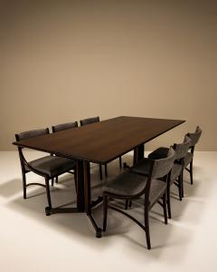 Italian Vintage Dining Table in Mahogany Rosewood and Brushed Brass Italy - 4300160