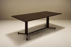 Italian Vintage Dining Table in Mahogany Rosewood and Brushed Brass Italy - 4300163